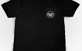 Black t-shirt with large white, with Pocket “Freedom Union” logo on front 
