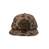 Camo snapback hat with circular Freedom Union logo on front