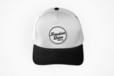 White cap with black brim and 'Freedom Union' logo on a white background