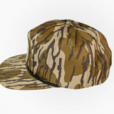 Camouflage-patterned cap on a white background