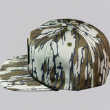 Camouflage-patterned cap on a light gray background