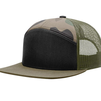 Solid beige green trucker cap with beige mesh beige and curved bill