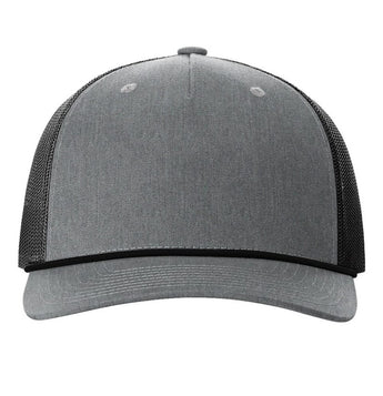 Simple gray trucker cap with black mesh back and flat curved visor