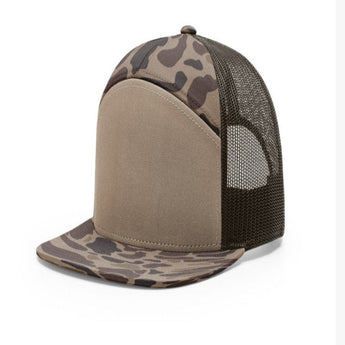 Solid beige trucker cap with beige mesh beige and curved bill