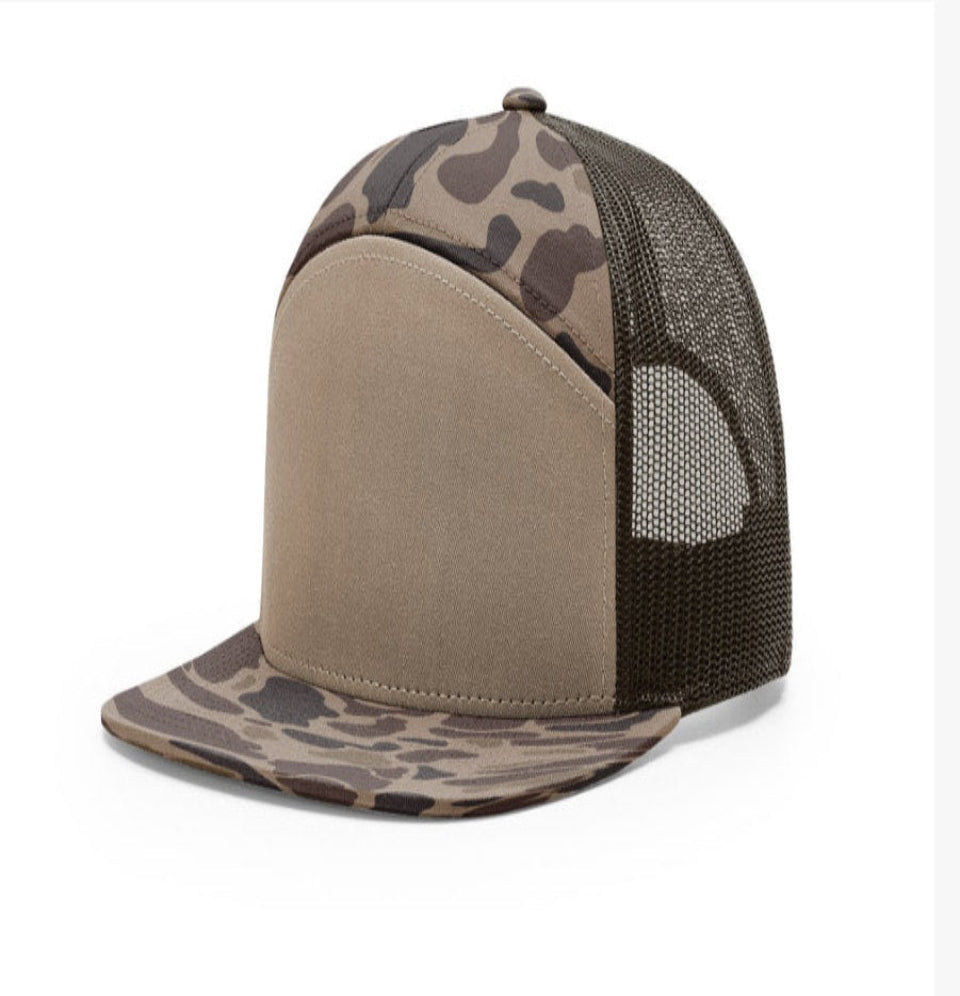 Solid beige trucker cap with beige mesh beige and curved bill