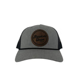 Gray  Freedom Union trucker hats with leather patch logo
